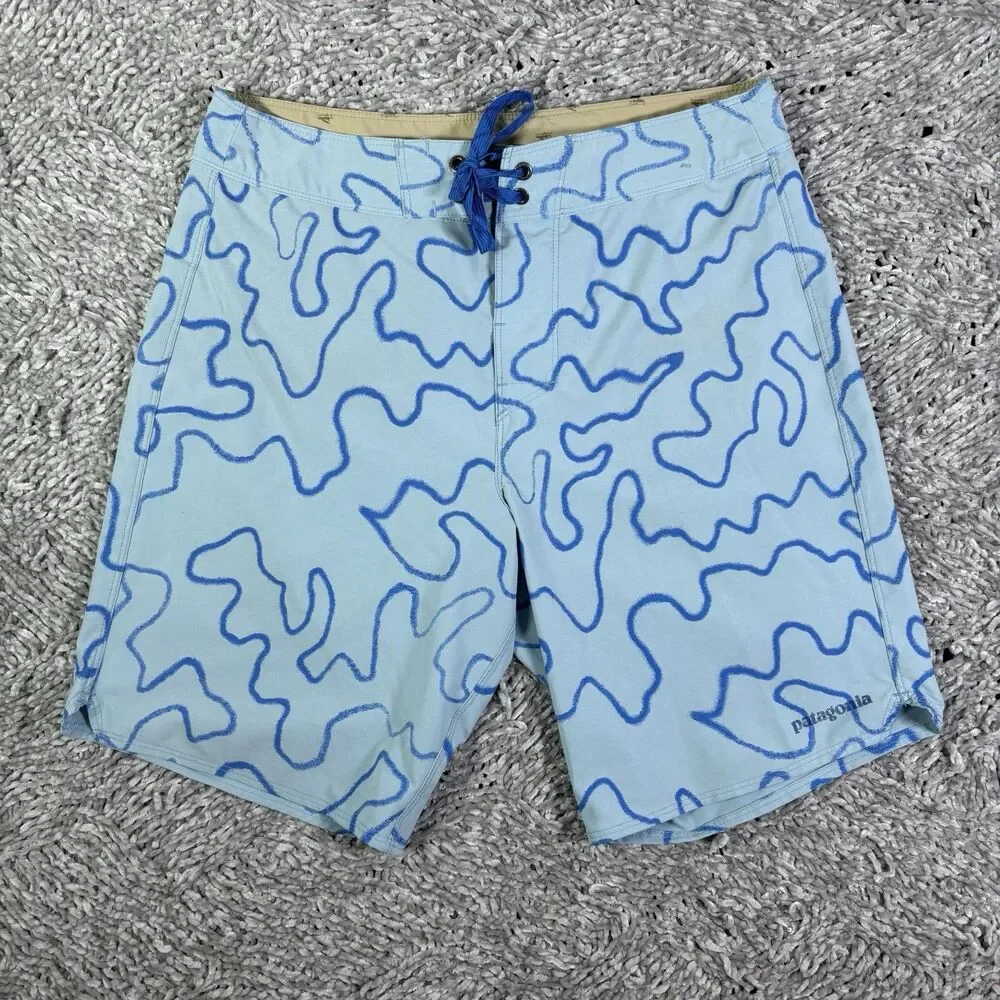 Patagonia Stretch Hydropeak Gerry Lopez Board Shorts Mens 30 Baby Blue Summer